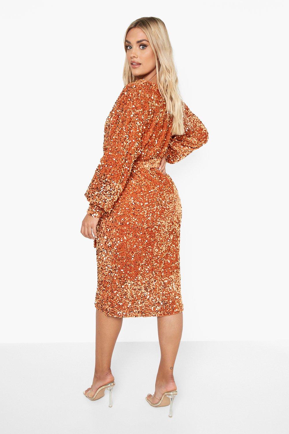 Burnt orange hot sale sequin dress